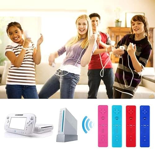 Tevodo Wii Remote Controller, 4 Packs Upgrade Wireless Controller Compatible with Wii Wii U(Red Blue Pink Deep Blue) thumbnail 5