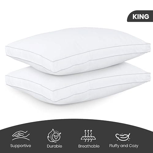 Utopia Bedding Bed Pillows for Sleeping King Size (White), Set of 2, Cooling Hotel Quality, Gusseted Pillow for Back, Stomach or Side Sleepers - White - King (Pack of 2) thumbnail 2