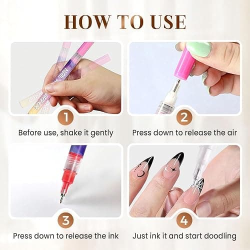 Nail Art Marker Set, 12 Colors Water-Based Quick Dry Pens, 0.5mm Fine Tip for DIY Nail Design Drawing, Professional Nail Polish Markers for Kids and Adults (1 Set) thumbnail 3