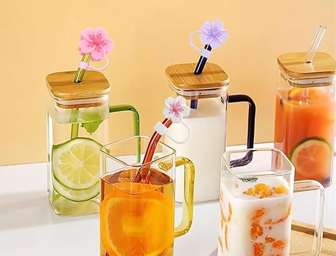 BTYHAOS Silicone Straw Caps for 10mm Tumblers | Reusable Dust-Proof Straw Toppers Compatible with Stanley 30oz & 40oz Tumblers (Purple Flower 3pc) thumbnail 2