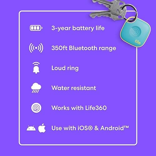 Tile by Life360 Mate - Bluetooth Tracker, Keys Finder and Item Locator for Keys, Bags and More. Phone Finder. Both iOS and Android Compatible. 1-Pack (Aqua Lemon) thumbnail 7