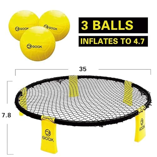 GOOX Outdoor Beach Ball Games with Carrying Bag, 3 Balls, Net and Strip Light (ONLY for Light Up Set)- Roundnet Game Set for Family - Played Outdoors, Indoors, Beach, Lawn, Yard and Park thumbnail 5