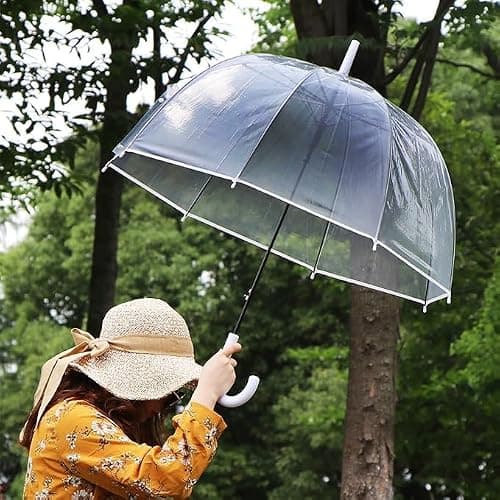 Klare Luftblase Regenschirm Rainproof Canopy Klare Regenschirme für Erwachsene,Perfekt für Hochzeiten Graduierung Foto - J Hook Griff automatisch öffnen thumbnail 4