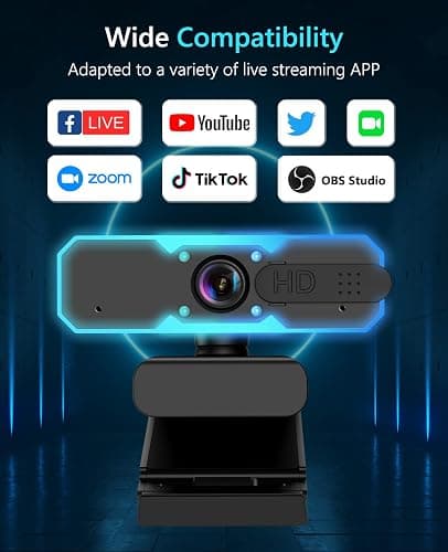 NBPOWER 1080P 60FPS Streaming Camera Webcam with Microphone and Fill RGB Light,Autofocus,Work with Laptop/Desktop Computer/Winsdows/Mac OS/PC Computer for Camera thumbnail 6