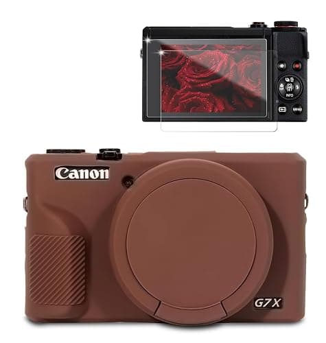 Frevyve Case for Canon G7X Mark III Camera, Soft Silicone Protective Case, Slim Fit Sleeve with Removable Lens Cover and Screen Protector Accessories, Lightweight, Anti-Scratch (Dark Brown) thumbnail 2