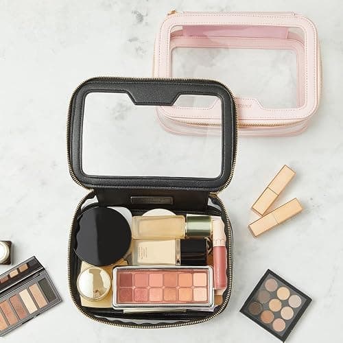 ROWNYEON Clear Makeup Case Toiletry Bag Multipurpose Travel Makeup Train Case Portable Cosmetic Organizer Transparent Storage Bag - Black thumbnail 2