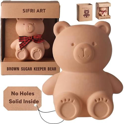 Sifri Art Brown Sugar Keeper 3D – Terracotta Clay Bear Softener, Unique Moisture Holder for Baking Essentials Like Cookies, Marshmallows, Herbs – Cute Kitchen Storage and Freshness Saver - Image 1