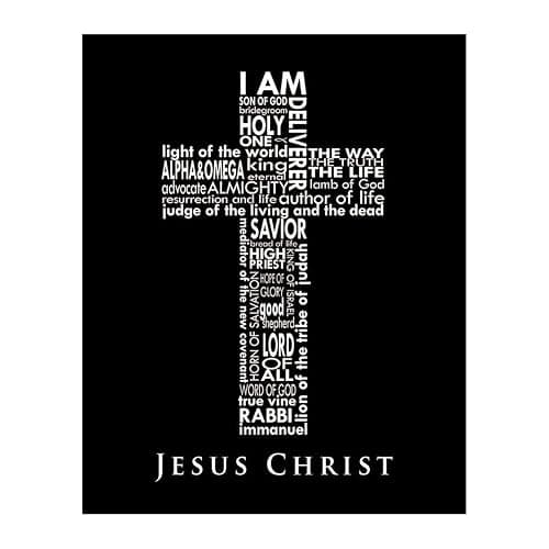 AMERICAN LUXURY GIFTS Names of Jesus - Cross Christian Wall Art, Minimalist Inspirational Print, Modern Bible Inspired Design for Living Room or Church (Unframed, 11 x 14 inches) - Image 1