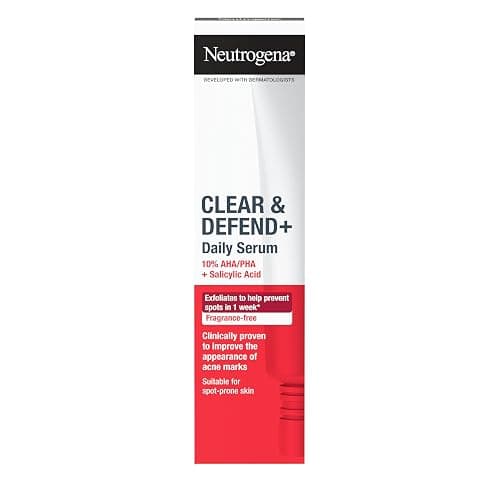 Neutrogena Clear & Defend+ Daily Serum (1x 30ml), Refining and Clearing Face Serum with Salicylic Acid, AHA/PHA, Daily-Use Oil-Free, Suitable for Spot-Prone Skin to Help Defend Against Breakouts - Image 1