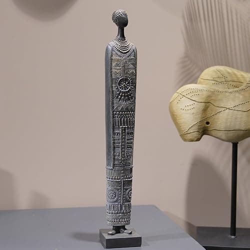 Guichifun African Statue Sculpture Collectible Figurines - Traditional Tribal Black Lady Figurine Home Décor Collectible Art Dress Women Statue Living Room Decoration Gift 1.5 x 2 x 13 Inch - African Statue-C - Image 1
