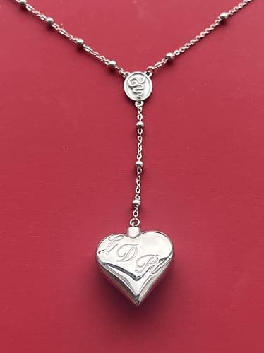 Silver Saint Lana LDR Style Stash Necklace/Rosary Chain/Hollow Pendent/Heart Shaped With Snakes and Spoon thumbnail 3