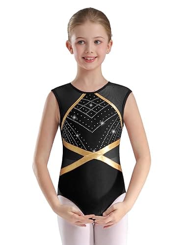 Eandarui Gymnastics Outfit Set for Girls Patchwork Sleeveless Leotard Unitards with Shorts and Headwear thumbnail 3