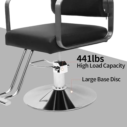 Pro Barber Salon Chair with Hydraulic Pump, 441lbs Heavy Duty Salon Chair Leather Seats Beauty Spa Hair Styling Chairs, 360° Rotatable Multi-Function Footrest for Hair Stylist Barbershop Black&Silver thumbnail 4