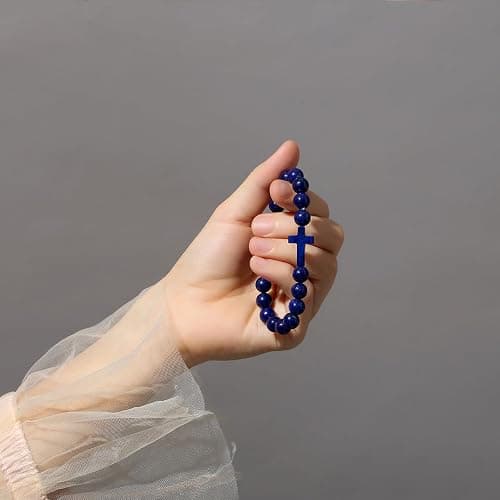 DUQGUHO Cross Bracelet for Women Healing Crystal Bracelet Natural Gemstone Crystal Bracelet Religious Christian Bracelet 8mm Stretch Beaded Bracelet Christian Gifts for Women Men thumbnail 2