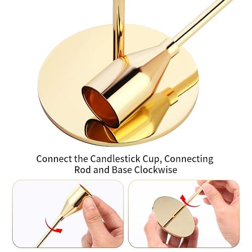 Oatnauxil Metal Gold Taper Candle Holder for Wedding, Dinning, Party, Fits 3/4 inch Thick Candle&Led Candles (Set of 6 Pcs) thumbnail 6