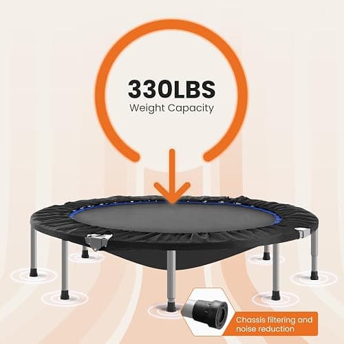 Sweetcrispy 40" in/48 in Mini Fitness Trampoline - 330LBS Foldable Exercise Rebounder with Adjustable Handle, Stable and Quiet, for Adults Indoor/Outdoor Workout thumbnail 3