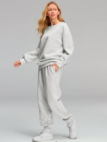 AUTOMET Womens 2 Piece Outfits Sweatsuit Lounge Sets Oversized Sweatshirt Baggy Sweatpants Fall Fashion with Pockets thumbnail 4