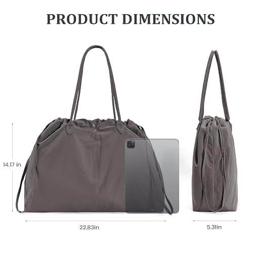Cohawk Nylon Tote Bag for Women Versatile Drawstring Shoulder Bag Work Travel Tote Handbag with Easy Carry Handles thumbnail 7