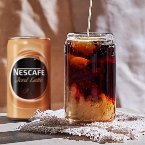 Drinking Glasses Set of 6 - Can Shaped Glass Cups Highball Glasses, 16oz Can Glass, Iced Coffee Glasses, Iced Tea Glasses, Tumbler Cup, Cocktail Glasses, Whiskey Soda Clear Water Cup Beer Glasses. thumbnail 4