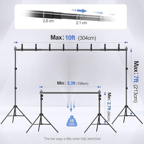 EMART Backdrop Stand Kit, 10x7ft (WxH) Adjustable Photo Backdrop Stands Kit thumbnail 2