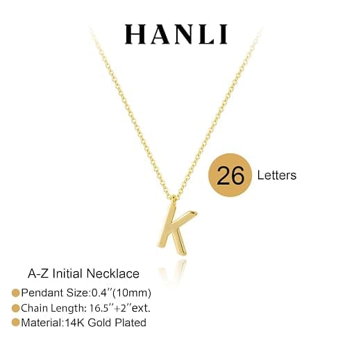 HANLI Initial Necklaces for Women - 14k Gold Plated Dainty Letter Necklace Alphabet A-Z Necklace Personalized Monogram Name Necklaces for Women Jewelry Gifts for Her thumbnail 4