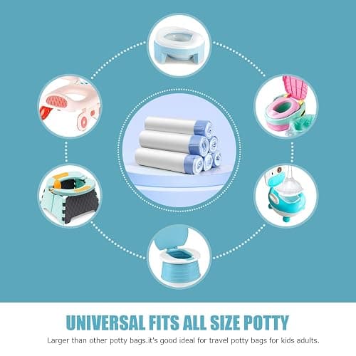 VISATOR Portable Travel Potty Chair Liners Bags Universal with Drawstring, 90 PCS (18 * 20INCH) (White) thumbnail 3