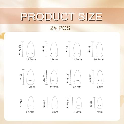 GlamRays Lot de 24 faux ongles à presser en forme d'amande française, moyens, avec motifs floraux 3D, automne nude, faux ongles, pointes scintillantes thumbnail 2