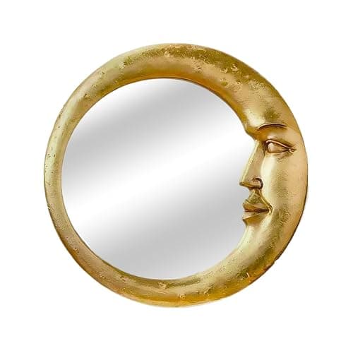 Vintage 90s Witch Moonseer Mirror, Gold Moon Mirror Scrying Wall Decor Lightweight Home Accessory for Dormitory Apartment Rental Den Kitchen Living Room - Image 1