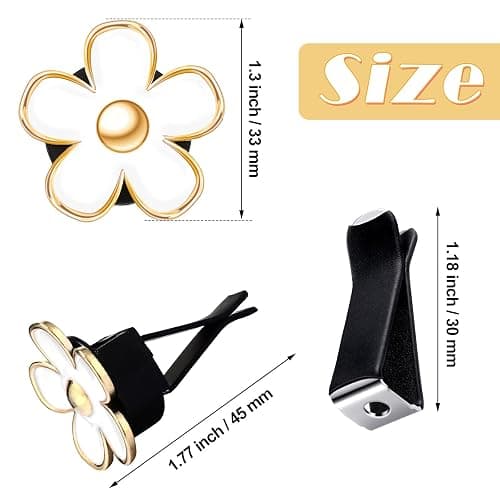 Frienda 6 Pcs Daisy Flower Air Vent Clip Accessories Air Conditioning Outlet Clip Car Air Freshener Dashboard Accessories Charm Car Inter Decor(3 cm, 3.3 cm,White) thumbnail 2