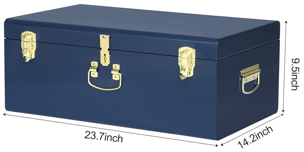 Vixdonos Large Metal Trunk Decorative Storage Box College Dorm Chest with Handle thumbnail 3