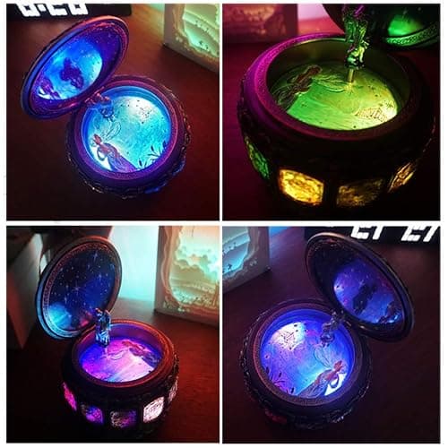 Vintage Music Box with Constellations Rotating Goddess LED Lights Twinkling Resin Carved Mechanism Musical Box with Sankyo 18-Note Wind Up Signs of The Zodiac Gift for Birthday (A1 Upgraded) thumbnail 5