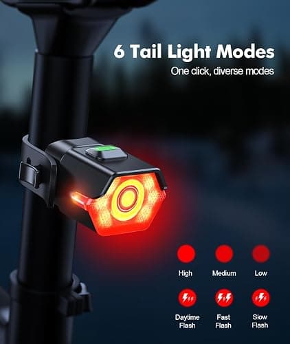 CIRYCASE Bike Lights Front and Back, 3+6 Modes Bicycle Lights with Side Warning Light, Rechargeable & IP65 Waterproof Cycle Light, CyclingLights Headlight and Rear for Road Riding, Easy to Install thumbnail 3