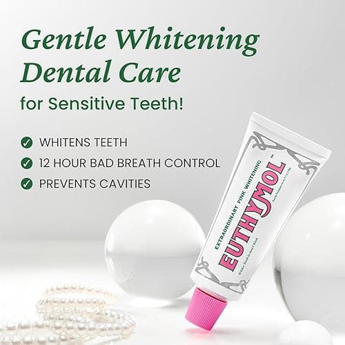 EUTHYMOL Whitening Toothpaste (3.7fl oz) - Stain Removal in 2 Weeks, Long-Lasting Freshness for Sensitive Gum & Teeth. Bad Breath, Cavity Prevention. Recyclable Aluminum Tube - Pack of 1 thumbnail 6