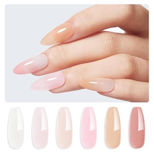 modelones Rubber Base Builder Nail Gel Polish, 6 French Tip Base Color Nude White Baby Milky Pink Strengthener Apex Building Extension Protect Weak Nails Long Last U V Manicure Gift for Women thumbnail 9