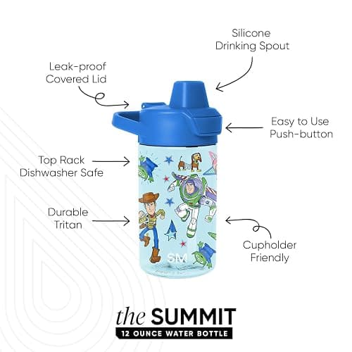 Simple Modern Disney Kids Tritan Plastic Summit Water Bottle | 12 oz BPA-Free Cup with Covered Leak Proof Straw Lid for Boys, Toddlers | Buzz and Woody Adventures thumbnail 3