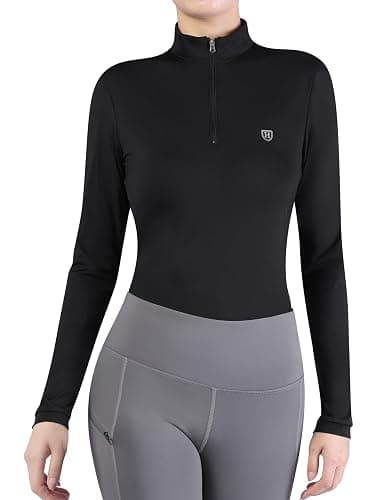 Harrison Howard Women's Equestrian Sweat Absorption Quick Drying Horse Riding Long Sleeve Shirt 1/4 Zip Base Layer - Image 1