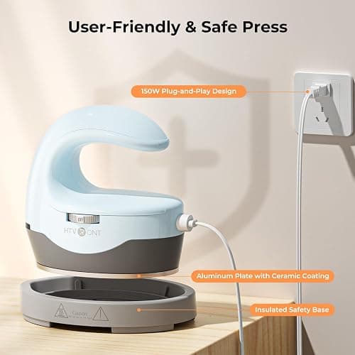 HTVRONT Heat Press Mini Heat Press Machine, Mini Iron for Crafts | Heats Up Quickly & 3 Heat Setings, Perler Beads Iron, Small Heat Press Machine for T Shirts, Hats thumbnail 7