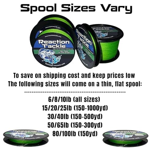 Reaction Tackle Braided Fishing Line - Pro Grade Power Performance for Saltwater or Freshwater Fish - Colored Fishing Line Braid for Extra Visibility thumbnail 2