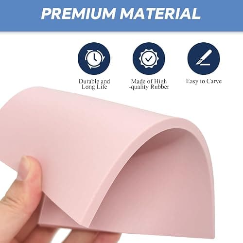5 Pack 4"x6" Pale Pink Rubber Stamp Carving Blocks Pink Rubber Carving Blocks Linoleum Block for Stamp Maker Printmaking Supplies thumbnail 4