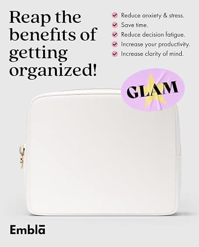 Embla Large Makeup Bag and Waterproof Nylon Travel Toiletry Bag, Large Capacity Cosmetic Zipper Pouch, White thumbnail 5