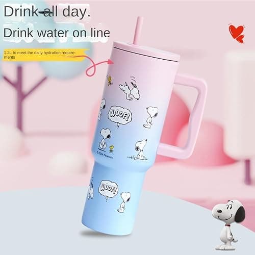 newdou A gift for ladies and girls. A stainless steel tumbler with a handle, a travel coffee cup, suitable as a birthday or Christmas gift. Capacity: 40 ounces. thumbnail 2