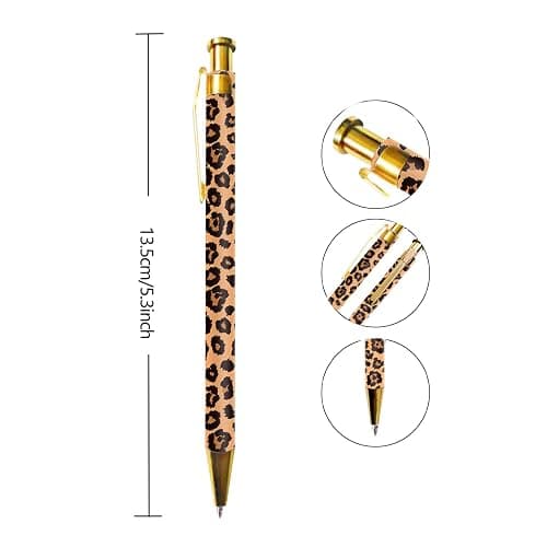 Scribesense Ballpoint Pen 3Pcs Click Black Ink Metal Retractable 1.0 mm Medium Ballpoint Pens Quick Dry for Office School - Leopard Pattern thumbnail 2