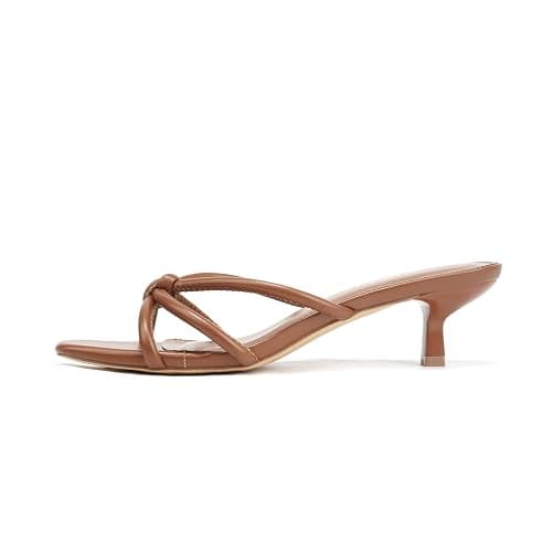 XHYUS Women's Spaghetti Strap Square Open Toe Kitten Heel High Heel Sandals, Knot Design, Summer Fashion Slippers, Heel Height 1.8~2 inches thumbnail 3