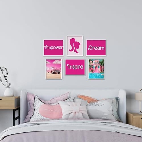 Brooke & Vine Pink Aesthetic Girl Bedroom Decor Girl Birthday Party(UNFRAMED 8 x 10 Set of 6) Empowerment Posters Dream House Car Inspirational Teen Girl Room Wall Art Prints Tween Bedroom, Dorm, Desk - Pink Doll thumbnail 3