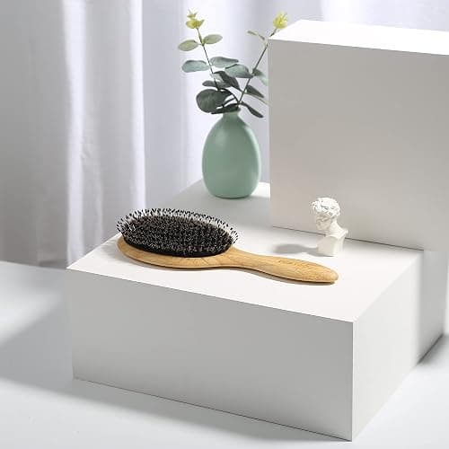 BESTOOL Hair Brush-Boar Bristle Hair Brushes Natural Bamboo Wooden Cushion Massage Anti Static Large Paddle Hairbrush for Women Men and Kid (Round) thumbnail 9