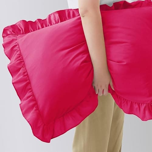 Cobedzy Ruffled Pillow Cases Set of 1, Hot Pink Body Pillow Shams Brushed Microfiber Edge Ruffled Soft Pillow Cover with Envelope Closure for Bedding Decor (20"x54") thumbnail 7