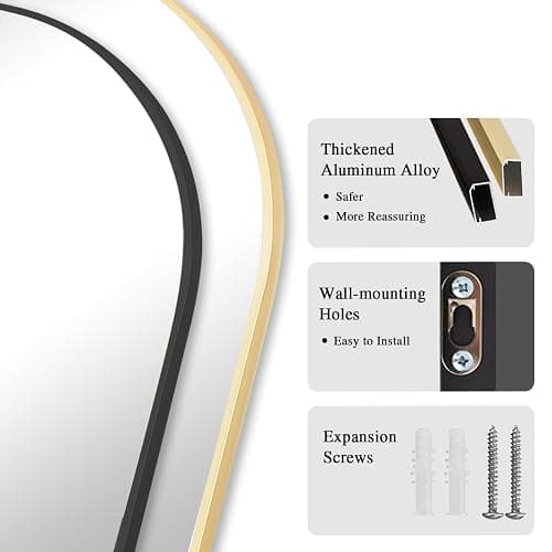 Gold Arched Mirror Full Length with Stand 21" x 56" Large Full Body Dressing Mirror Floor Standing for Bedroom Wall Mounted for Living Room Home Decor thumbnail 5