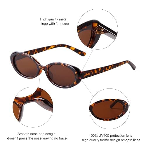 Retro Oval Sunglasses for Women, 90s Small Y2K Vintage Narrow Sun Glasses thumbnail 5