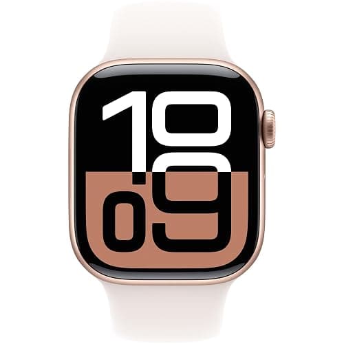Apple Watch Series 10 [GPS + Cellular, 42mm] - Rose Gold Aluminum Case with Starlight Sport Band, S/M (Renewed) thumbnail 2