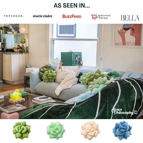 Green Philosophy Co. Succulent® Pillow 16" – Soft 3D Decorative Flower Throw Pillow, Unique Olive Green Plush Flower Cushion, Perfect for Couch, Sofa, Bedroom Decor, Gift for Plant Lovers thumbnail 4